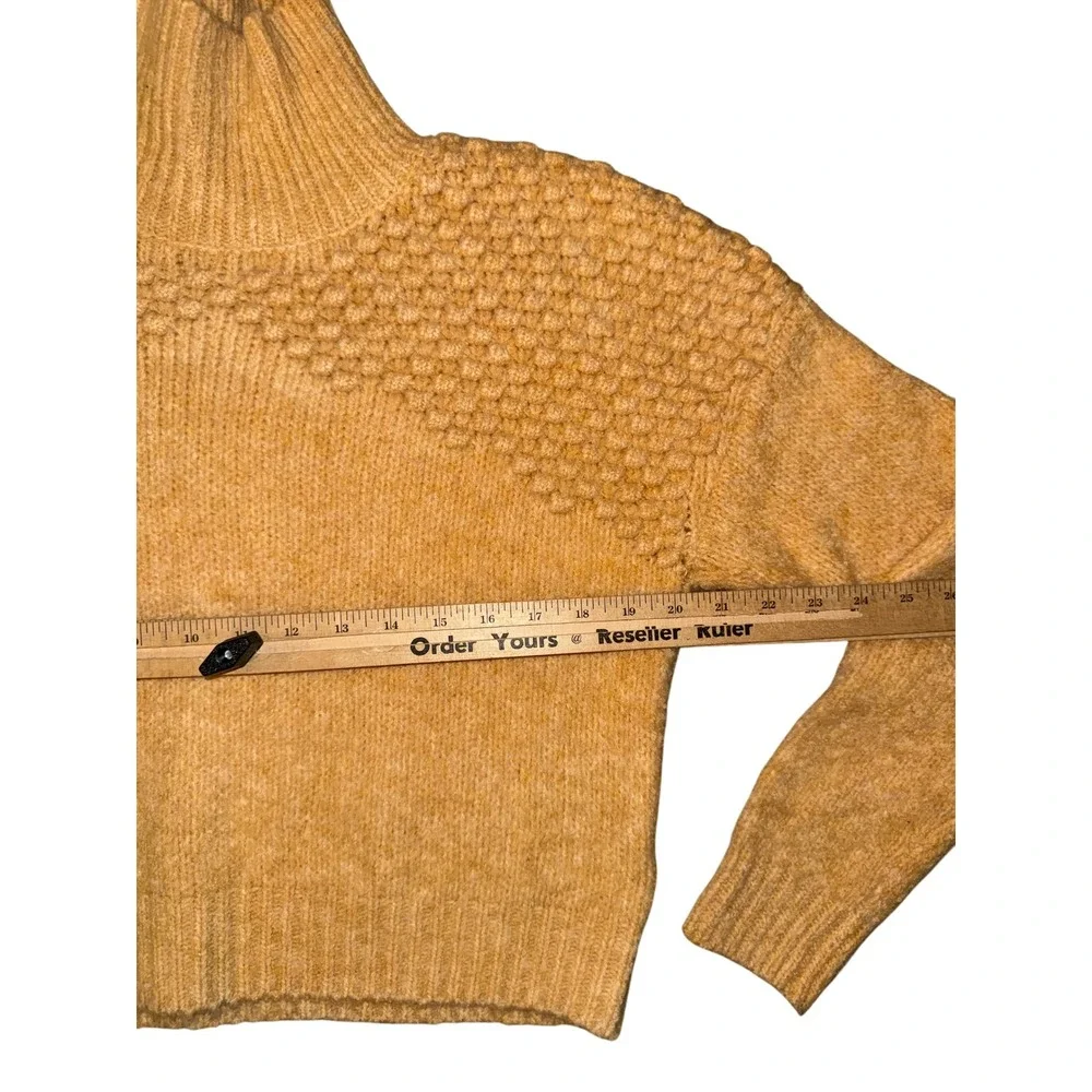 Free‎ People Sweater Womens Small Yellow Popcorn Knit Mock Neck OB1508649